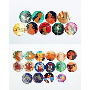 Lot 25 Vintage 90's Pogs Lion King Pocahontas Milk Caps